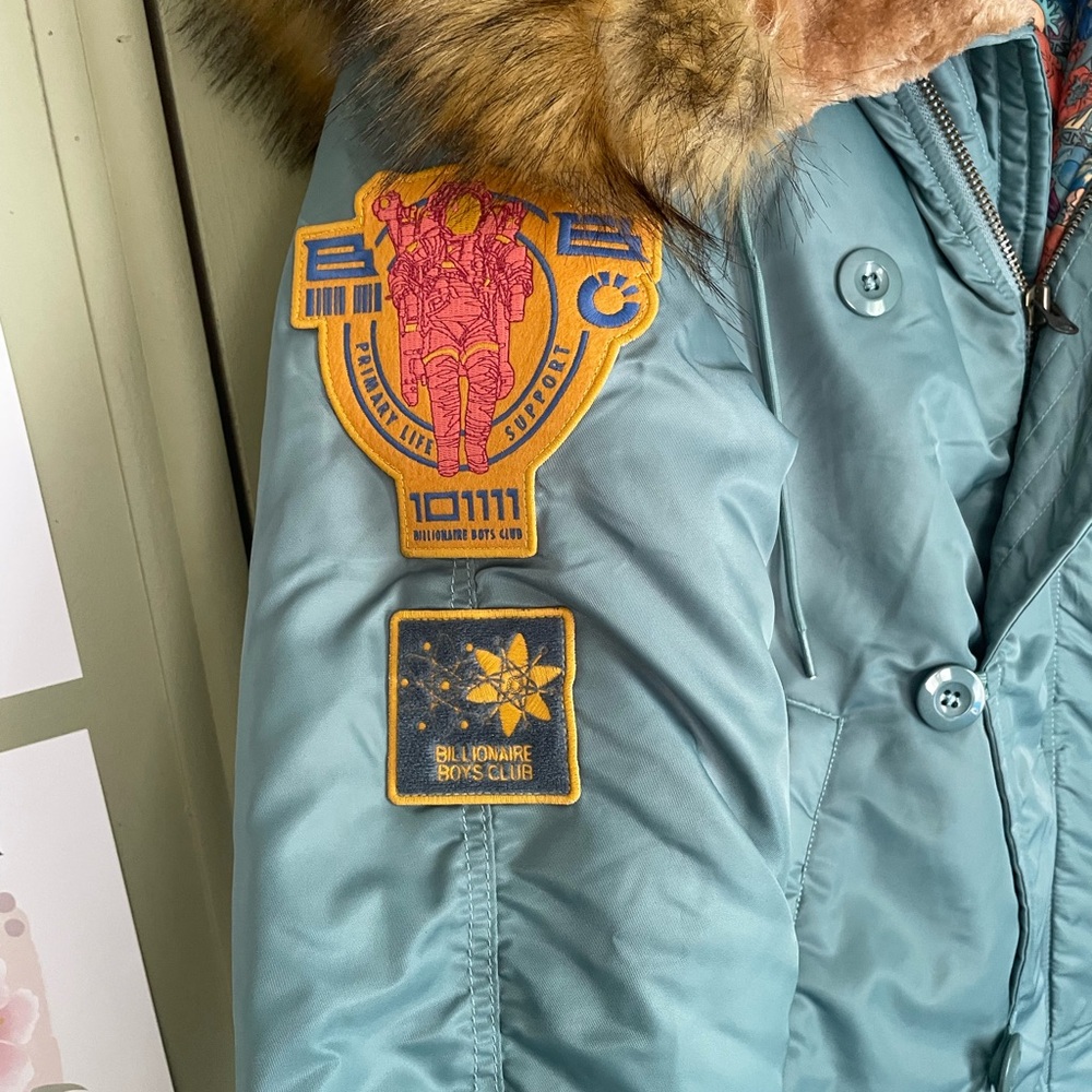 Billionaire Boys Club Blue Bomber Jacket with Fur Trim - Picture 3 of 13